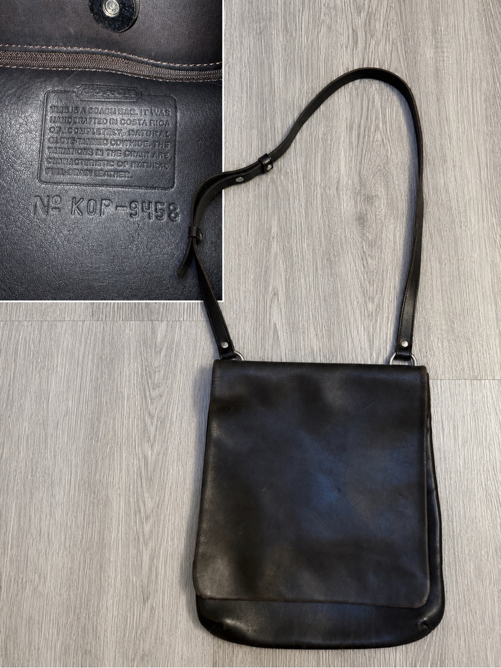 Coach Vintage 9458 Leather Bag Crossbody Shoulder Bag Black Slim USA